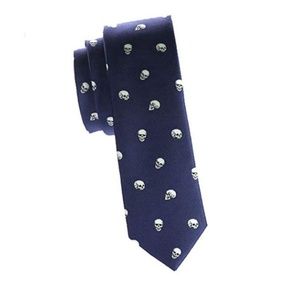 1670 Skull Tie Necktie - Navy